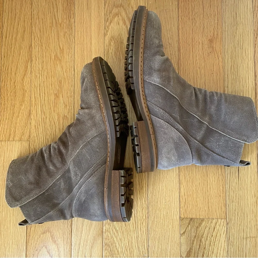 Sofft Lavina Boot Women's 9 Brown Suede Leather Pull On Zip Moto Casual Rustic